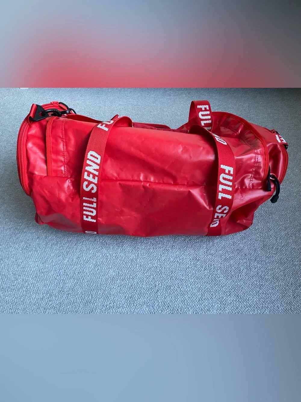 Full Send Nelk Boys Gym Duffel Travel Bag, 60 L, Cherry Red